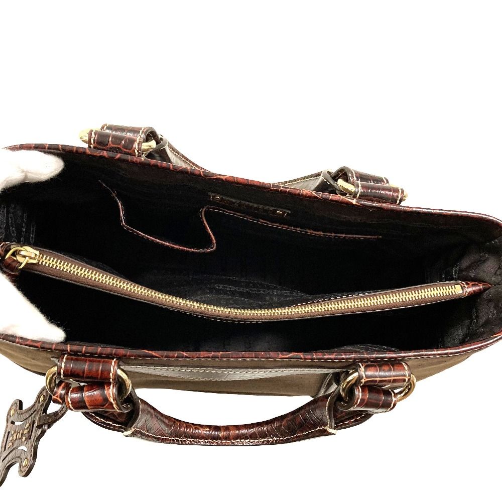 Celine Canvas Leather Boogie Back Handbag Brown — view 6