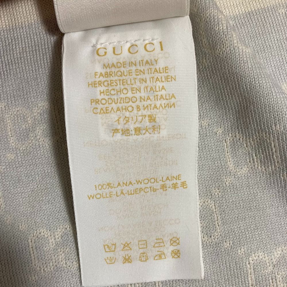 Gucci GG Pattern Wool Knit Scarf Light Blue Beige — view 6