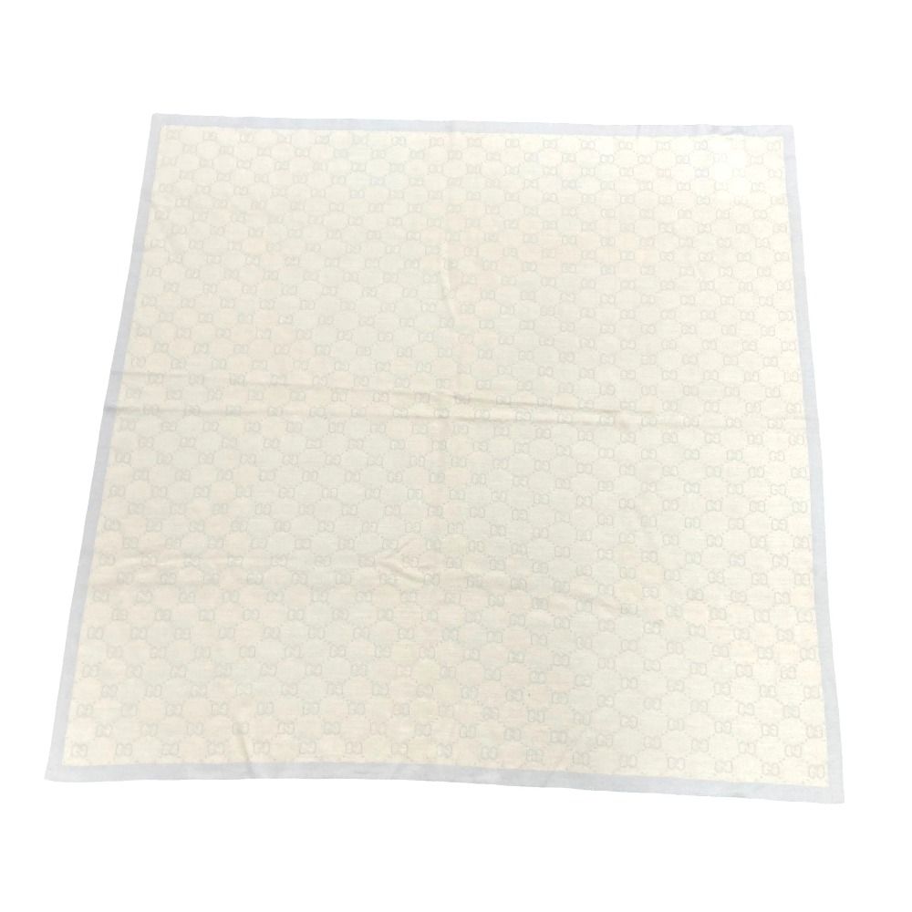 Gucci GG Pattern Wool Knit Scarf Light Blue Beige — view 2