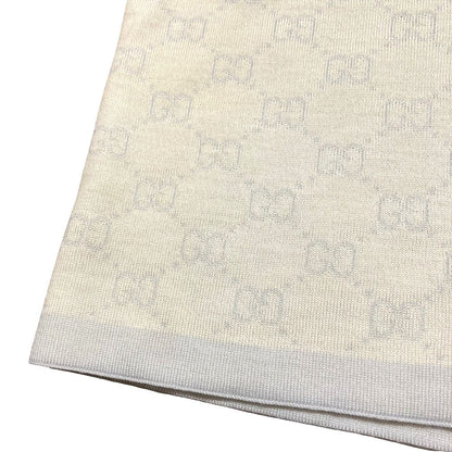 Gucci GG Pattern Wool Knit Scarf Light Blue Beige — view 4