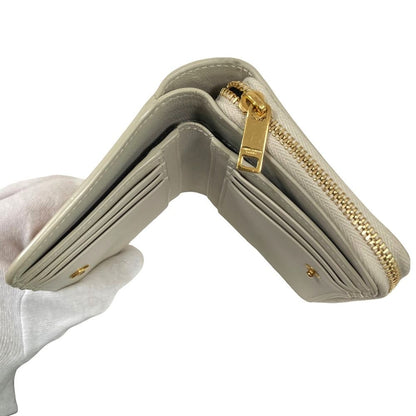Saint Laurent Paris Cassandra Logo Cherry Compact Wallet Light Gray — view 4