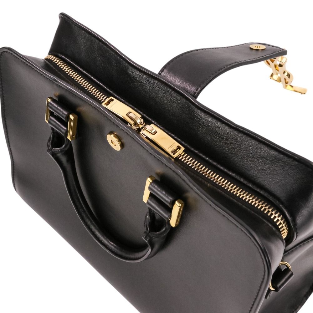 Saint Laurent Paris Leather Baby Cabas 2-Way Shoulder Bag Black — view 9