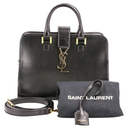 Saint Laurent Paris Leather Baby Cabas 2-Way Shoulder Bag Black