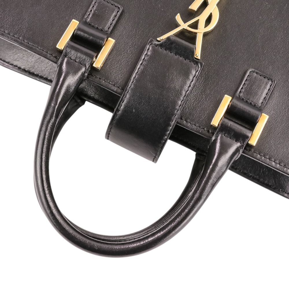 Saint Laurent Paris Leather Baby Cabas 2-Way Shoulder Bag Black — view 8