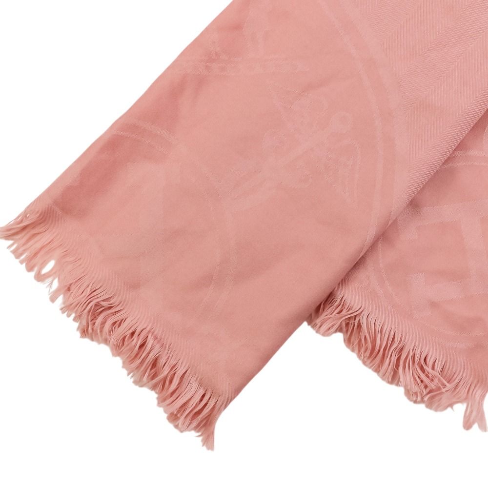 Hermes New Bliss Rose Poudre Silk Blend Cashmere Large Shawl Pink Scarf — view 3