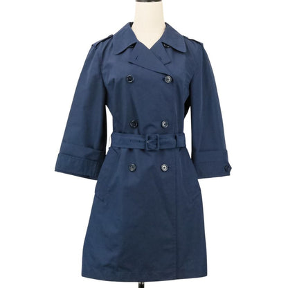Prada Cotton Poly Belted Trench Coat 40 Navy