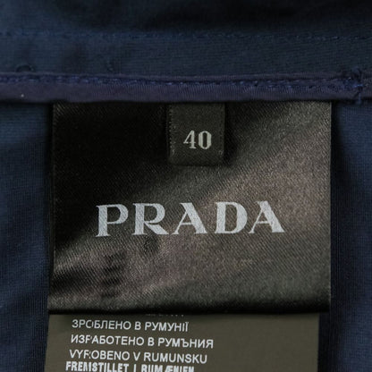 Prada Cotton Poly Belted Trench Coat 40 Navy