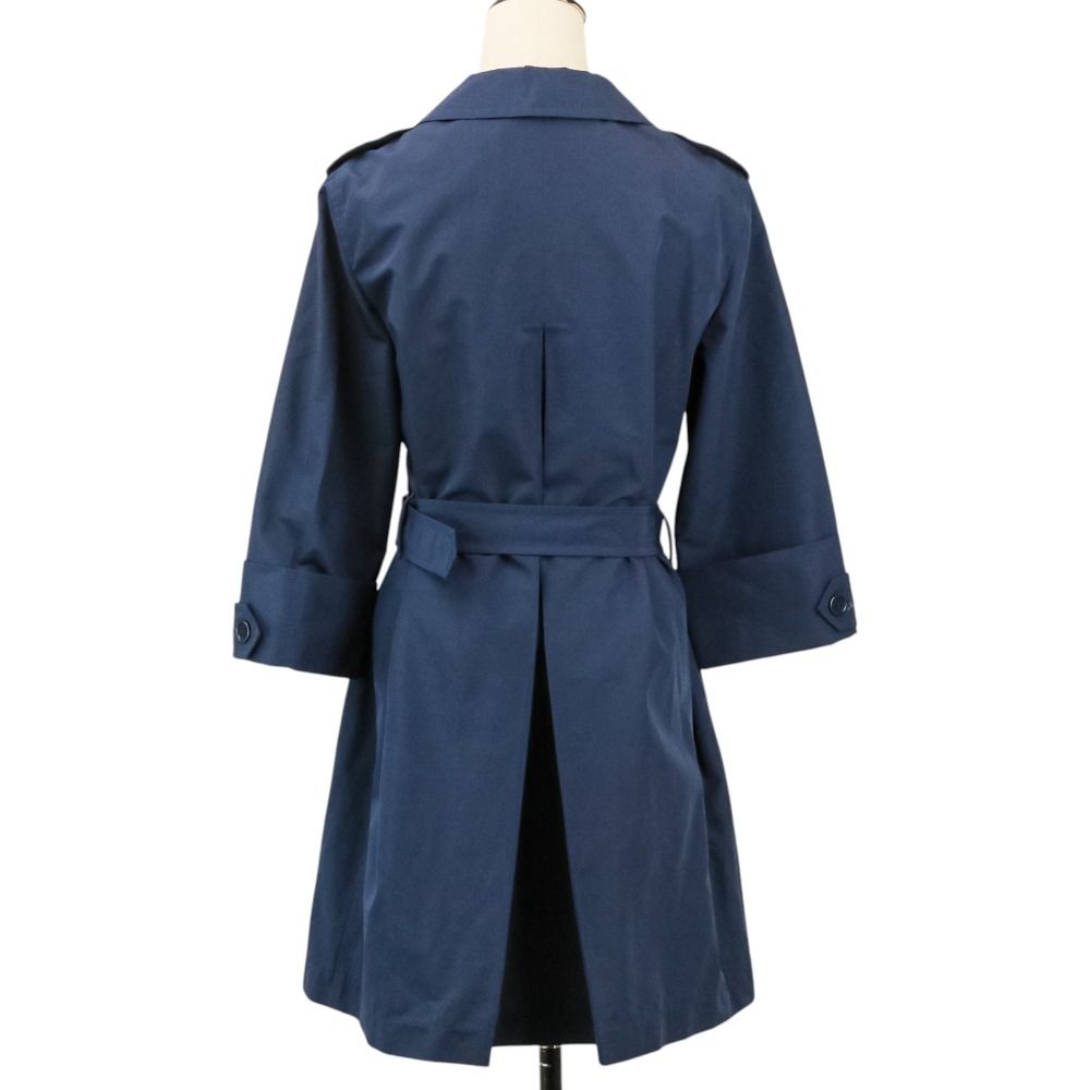 Prada Cotton Poly Belted Trench Coat 40 Navy — view 4