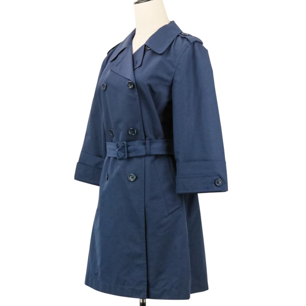 Prada Cotton Poly Belted Trench Coat 40 Navy — view 2