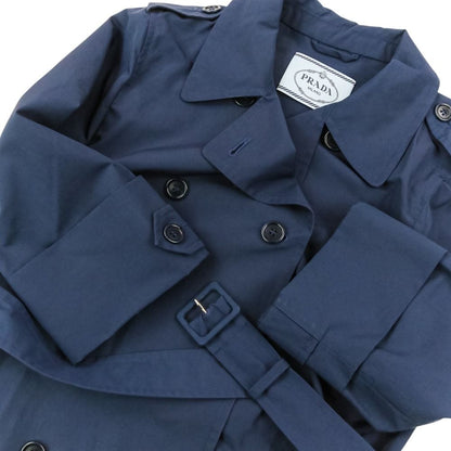Prada Cotton Poly Belted Trench Coat 40 Navy — view 5