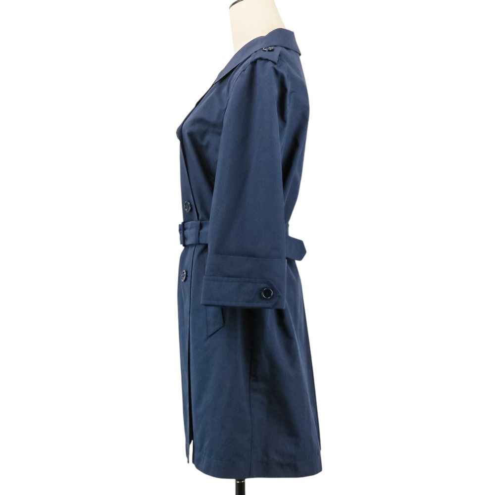 Prada Cotton Poly Belted Trench Coat 40 Navy — view 3