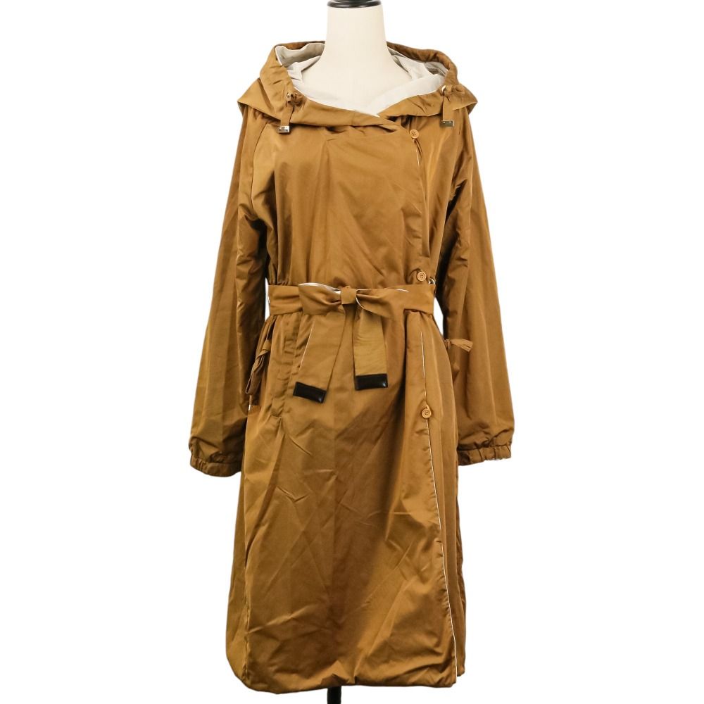 Max Mara the Cube Reversible Nylon Hooded Coat 40 Brown Gray