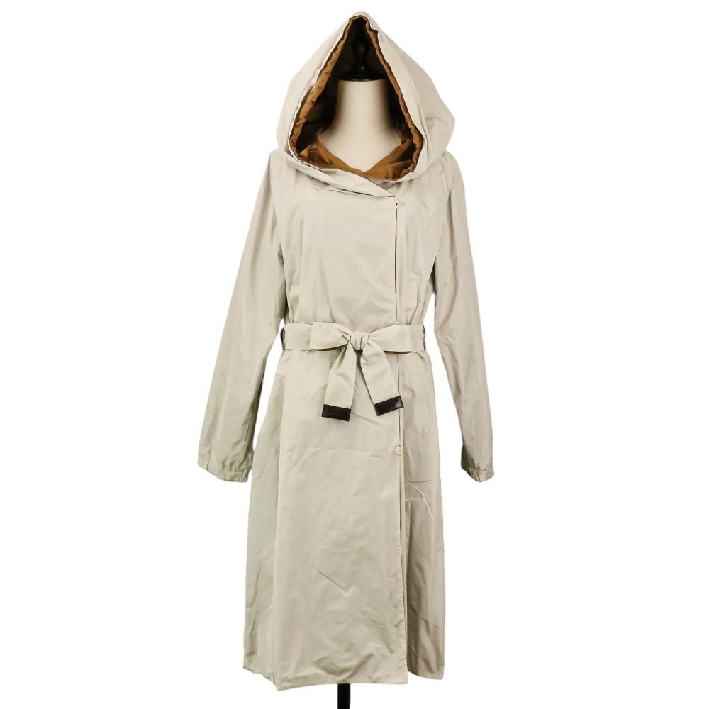 Max Mara the Cube Reversible Nylon Hooded Coat 40 Brown Gray — view 7