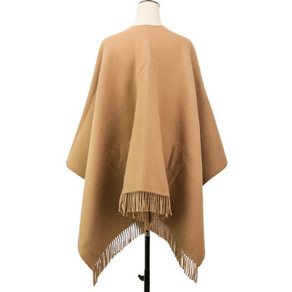 Fendi Cashmere Blend Logo Calligraphy Reversible Cape Shawl Beige Scarf — view 5