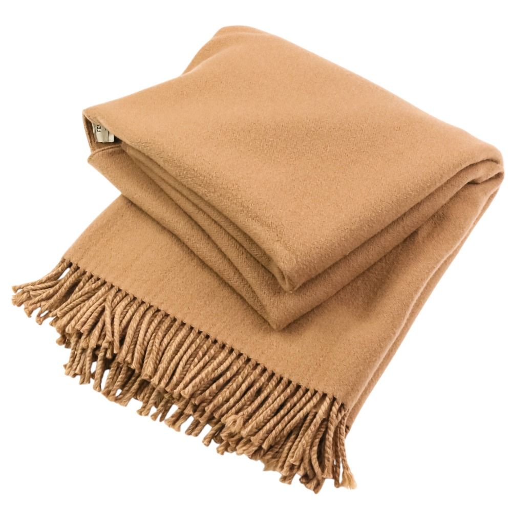 Fendi Cashmere Blend Logo Calligraphy Reversible Cape Shawl Beige Scarf — view 6