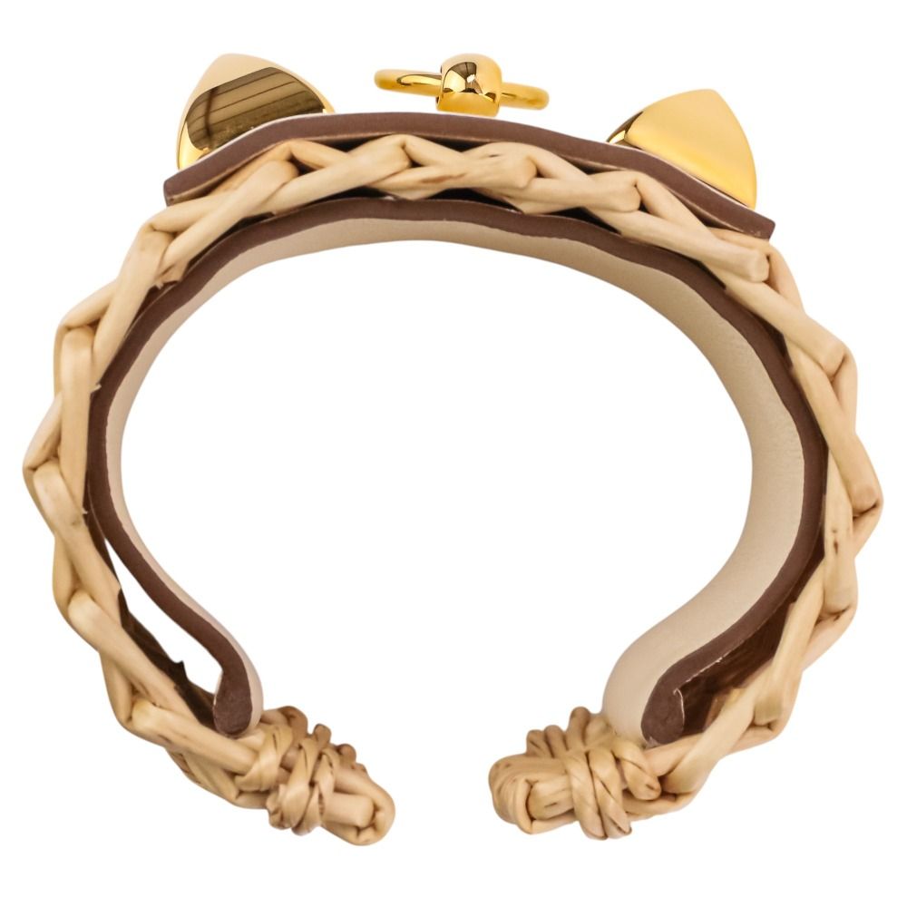Hermes Collier de Chien Meadle Picnic Bangle Bracelet Beige Gold — view 8