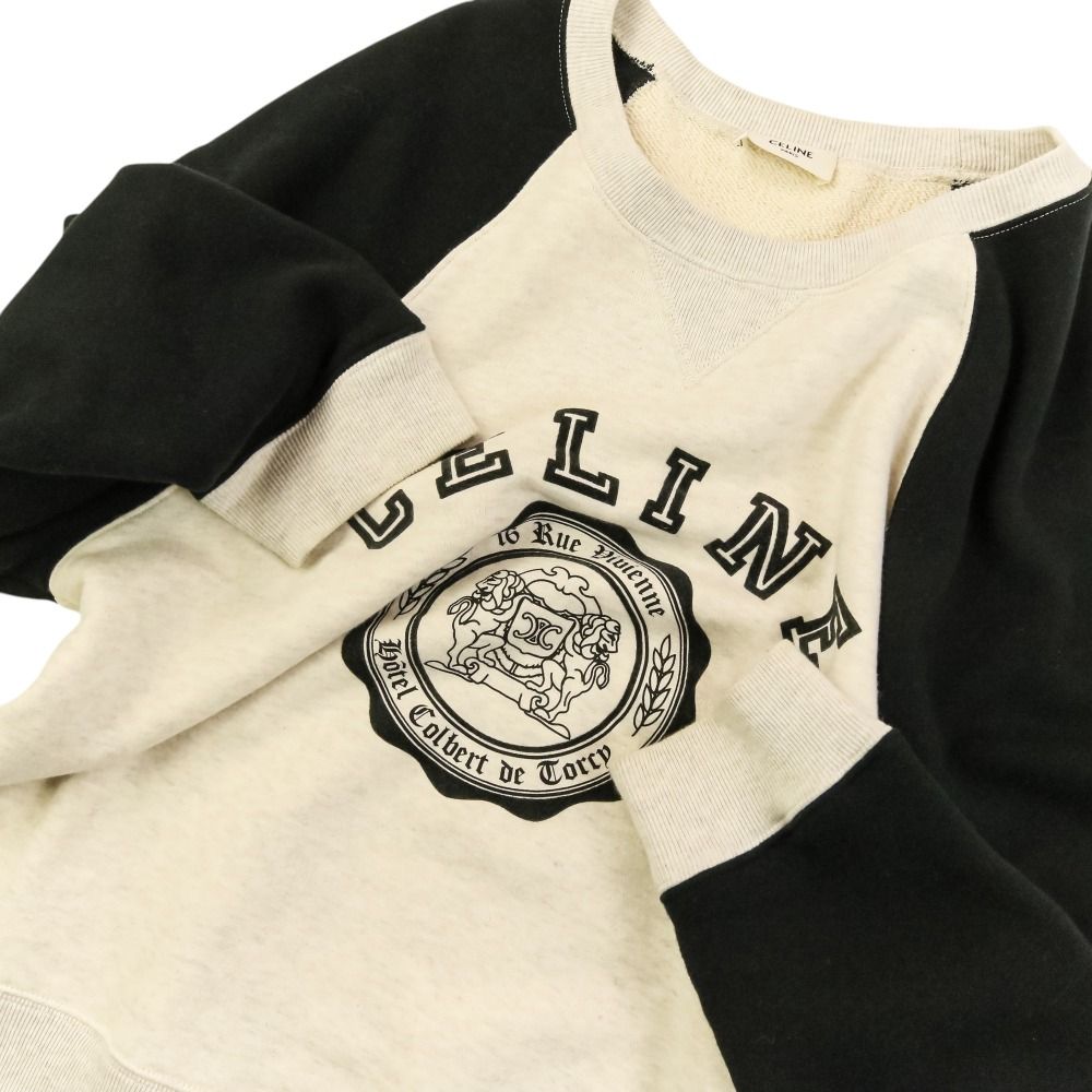 Celine Front Logo Print Loose Fit Crew Neck Sweatshirt M Black — view 5