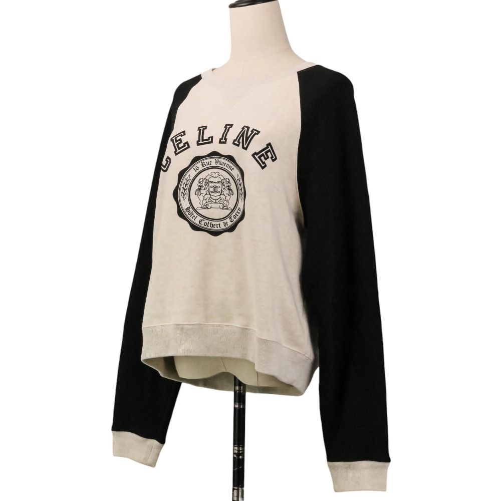 Celine Front Logo Print Loose Fit Crew Neck Sweatshirt M Black — view 2