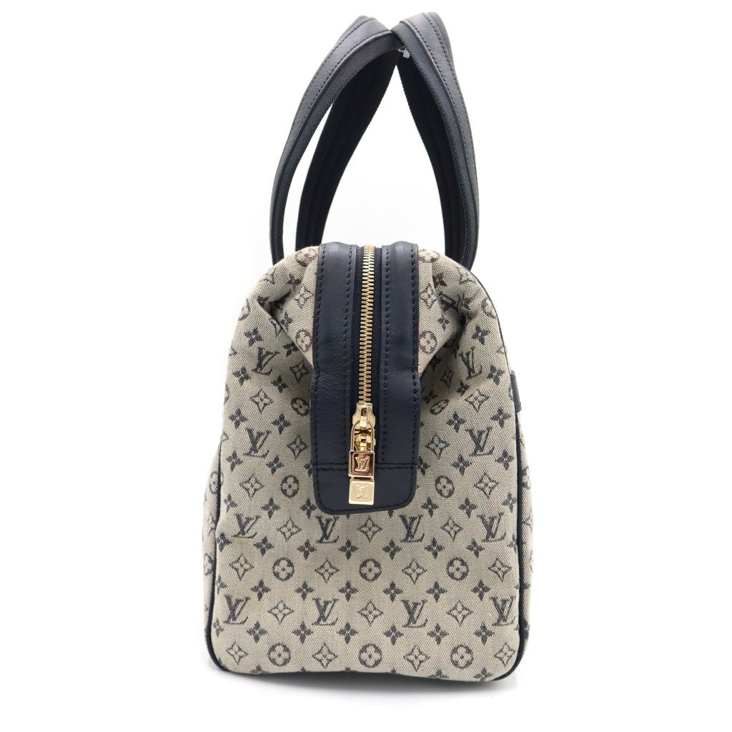 Louis Vuitton Monogram Mini Josephine GM Boston Bag Navy Beige Leather Canvas — view 3