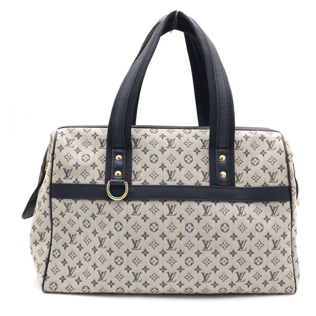 Louis Vuitton Monogram Mini Josephine GM Boston Bag Navy Beige Leather Canvas — view 2