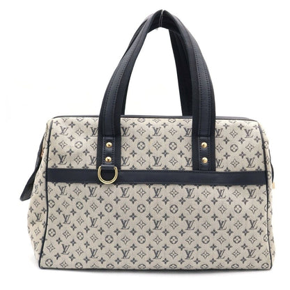 Louis Vuitton Monogram Mini Josephine GM Boston Bag Navy Beige Leather Canvas — view 2