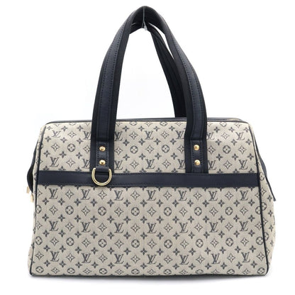 Louis Vuitton Monogram Mini Josephine GM Boston Bag Navy Beige Leather Canvas