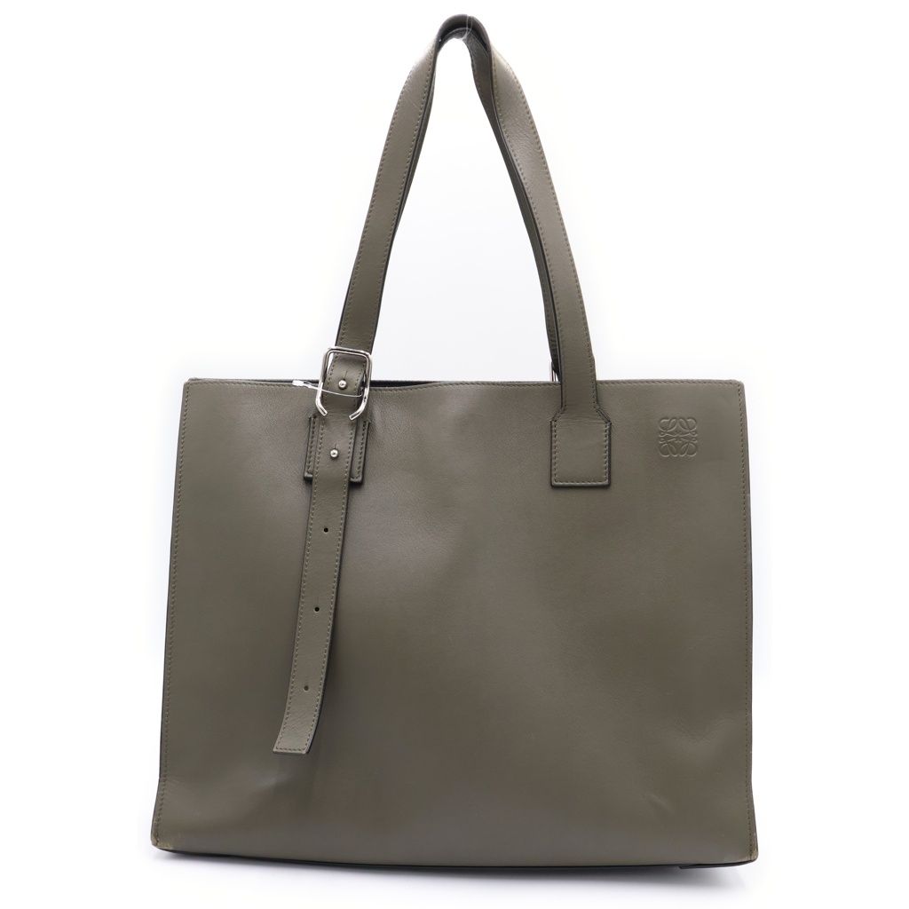 Loewe Horizontal Tote Khaki Green Leather Silver