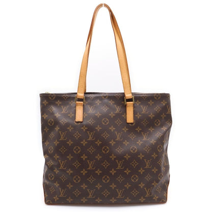 Louis Vuitton Monogram Cabas Mezzo Tote Brown Leather Gold