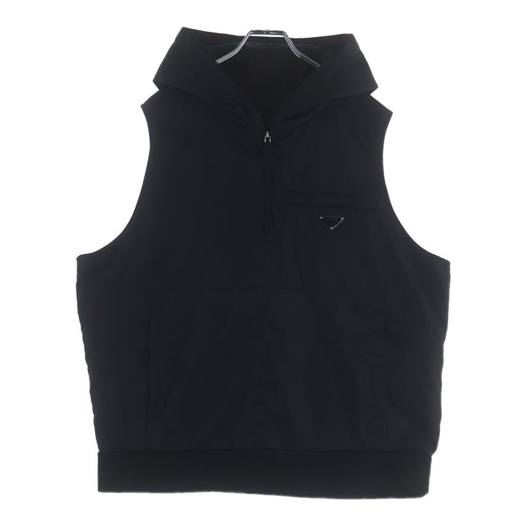 Prada Triangular Plate Re-Nylon Trim Vest Black