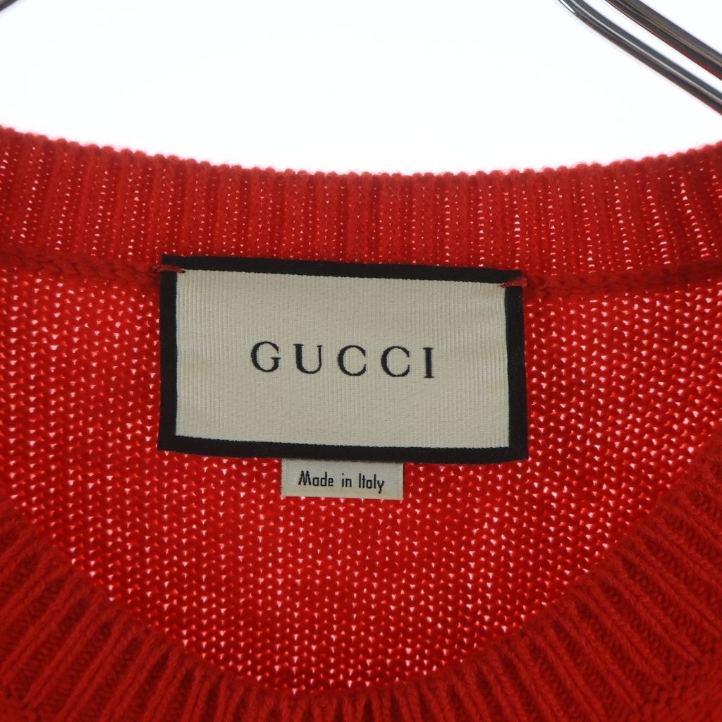 Gucci Deerlet Wool Sweater Giraffe Motif Front Logo Crew Neck — view 6