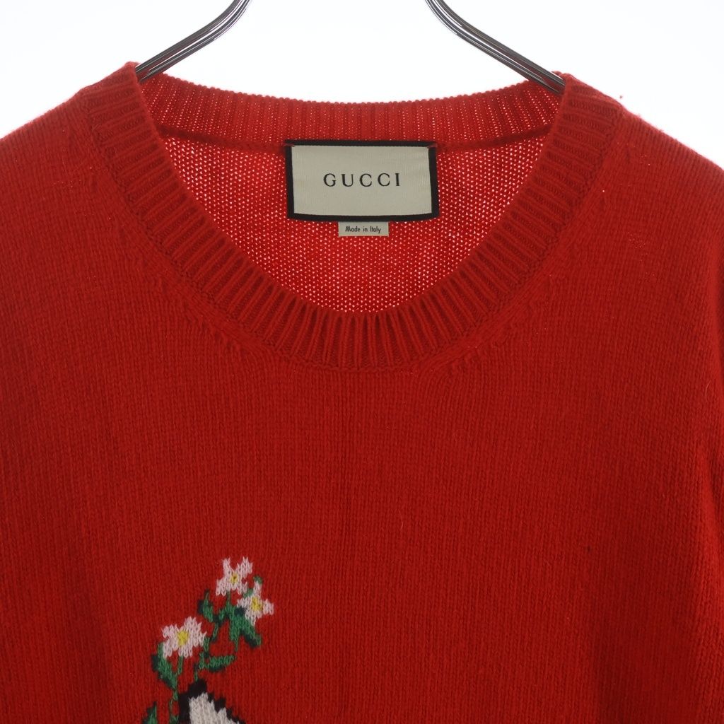 Gucci Deerlet Wool Sweater Giraffe Motif Front Logo Crew Neck — view 3
