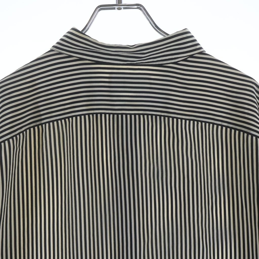 Saint Laurent Paris Stripe Silk Shirt Button Long Sleeve White Black — view 4