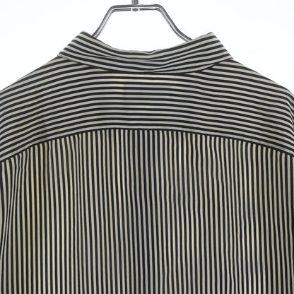 Saint Laurent Paris Stripe Silk Shirt Button Long Sleeve White Black — view 4