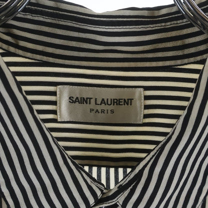 Saint Laurent Paris Stripe Silk Shirt Button Long Sleeve White Black — view 6
