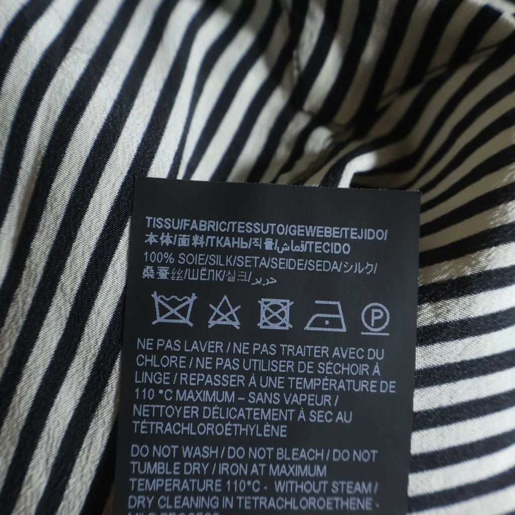 Saint Laurent Paris Stripe Silk Shirt Button Long Sleeve White Black — view 7