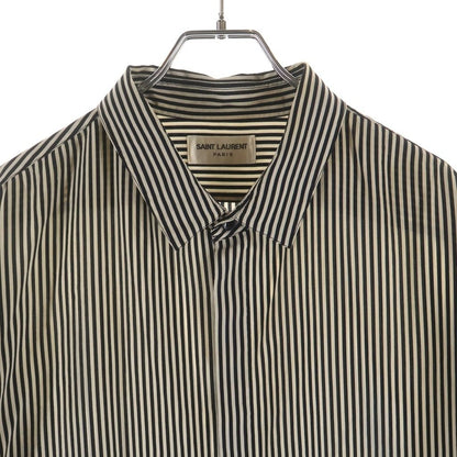 Saint Laurent Paris Stripe Silk Shirt Button Long Sleeve White Black — view 3