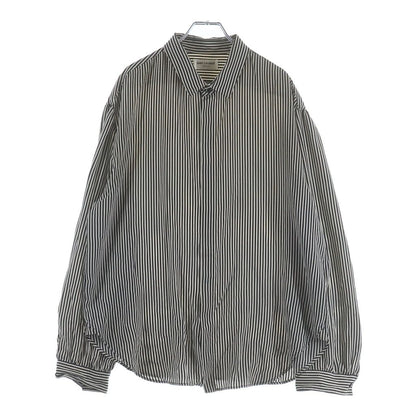Saint Laurent Paris Stripe Silk Shirt Button Long Sleeve White Black