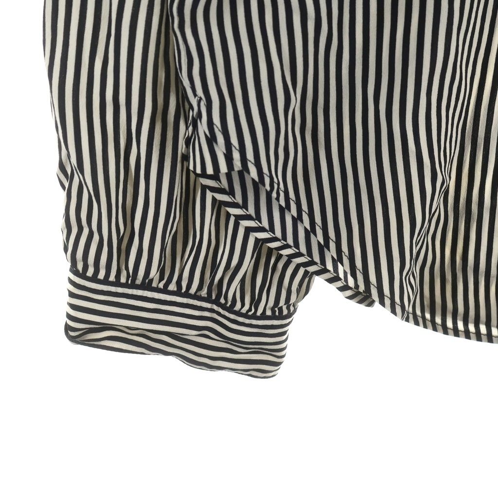 Saint Laurent Paris Stripe Silk Shirt Button Long Sleeve White Black — view 5