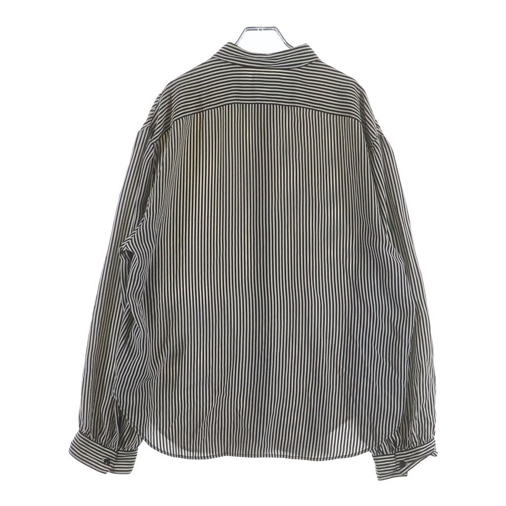 Saint Laurent Paris Stripe Silk Shirt Button Long Sleeve White Black — view 2