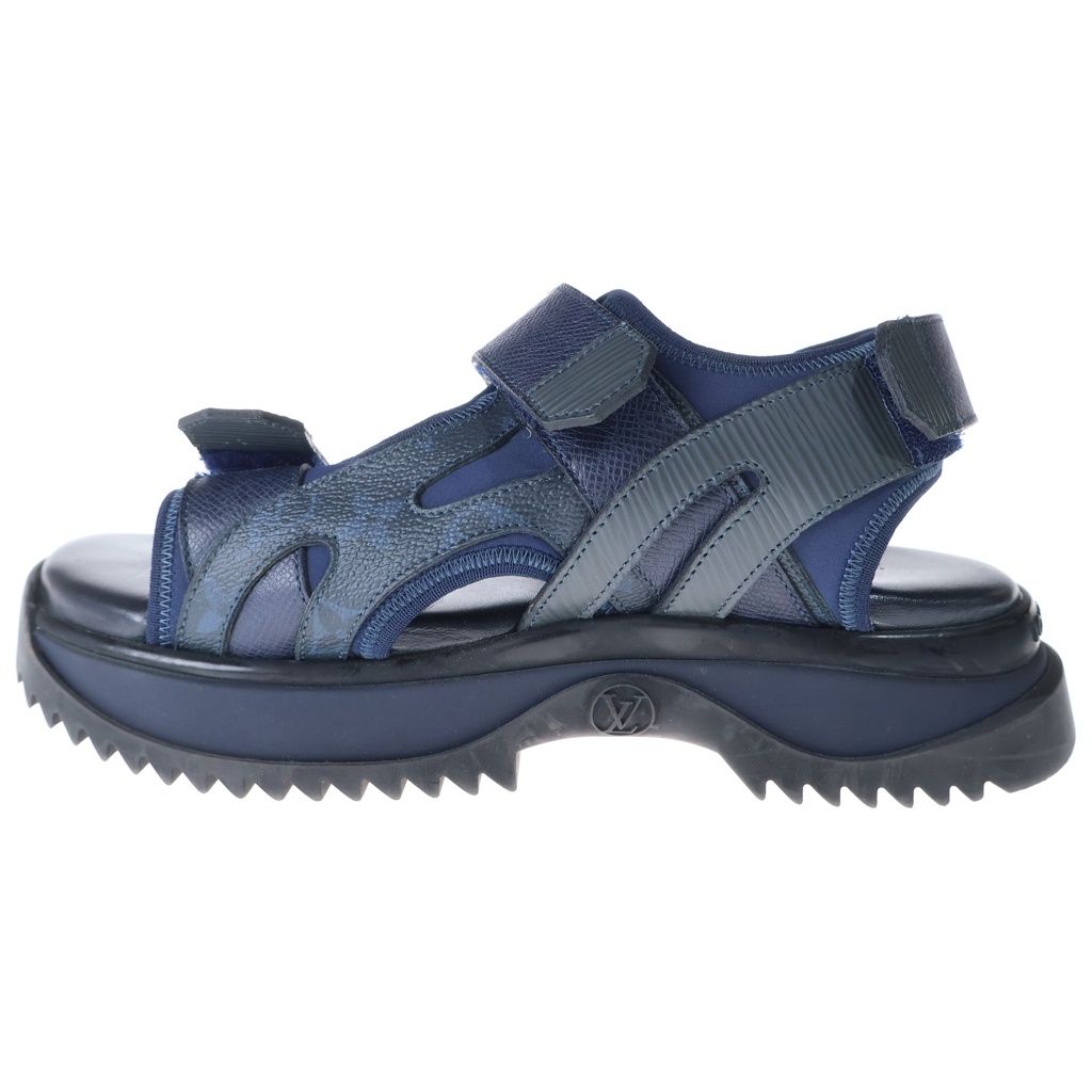 Louis Vuitton Monogram Velcro Strap Sandals Shoes Navy
