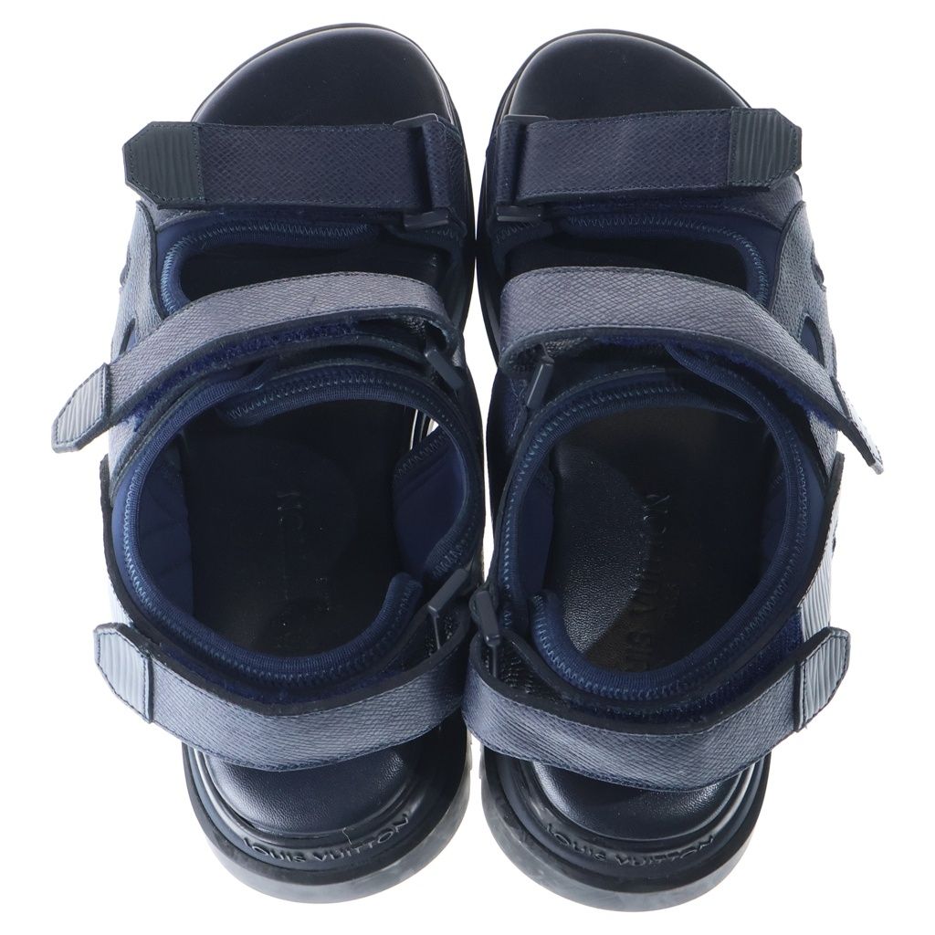 Louis Vuitton Monogram Velcro Strap Sandals Shoes Navy — view 4