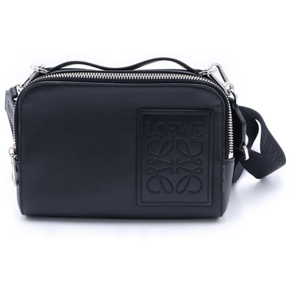 Loewe Anagram Logo Leather 2-Way Camera Shoulder Bag Silver Black