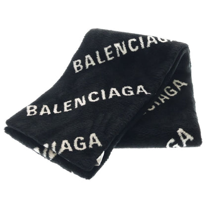 Balenciaga Faux Far Multilogo Tubolar Fur Multi Logo Scarf Black