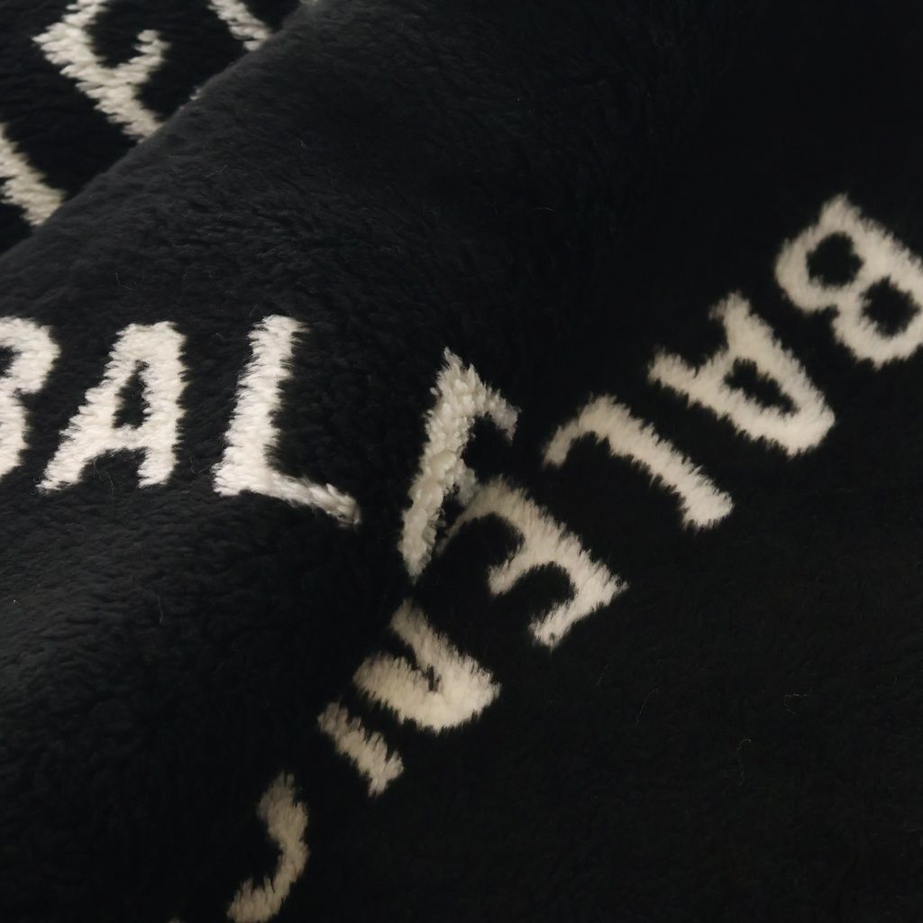 Balenciaga Faux Far Multilogo Tubolar Fur Multi Logo Scarf Black — view 4
