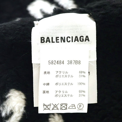 Balenciaga Faux Far Multilogo Tubolar Fur Multi Logo Scarf Black — view 6