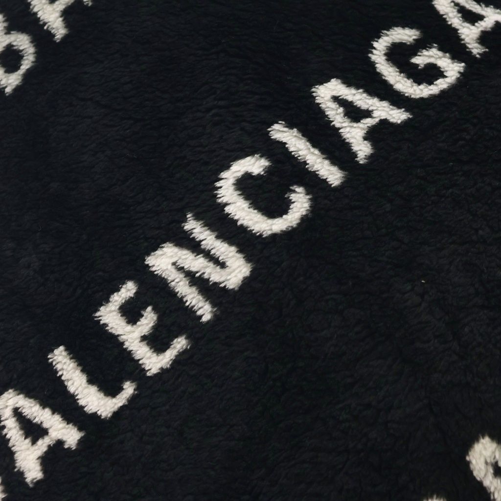 Balenciaga Faux Far Multilogo Tubolar Fur Multi Logo Scarf Black — view 2