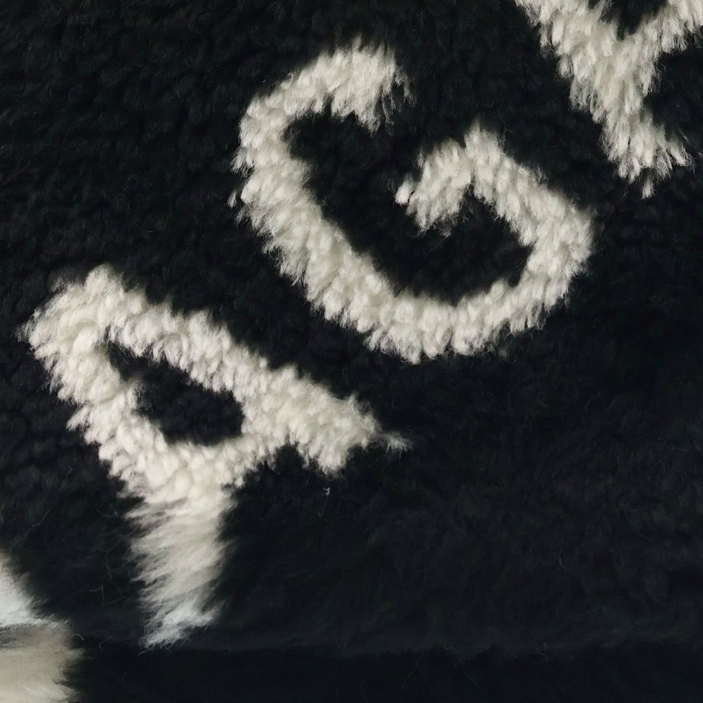 Balenciaga Faux Far Multilogo Tubolar Fur Multi Logo Scarf Black — view 3