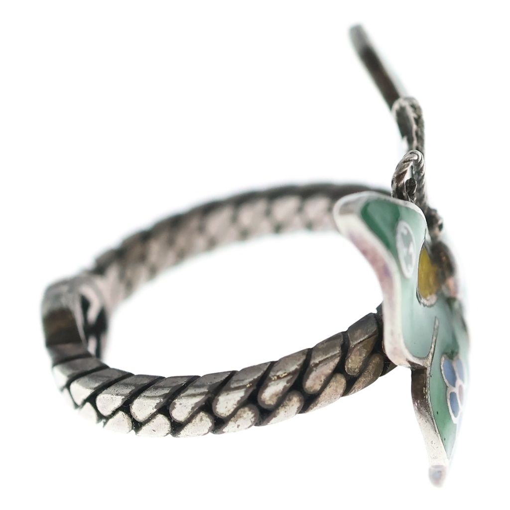 Gucci Butterfly Ring Silver Green — view 3