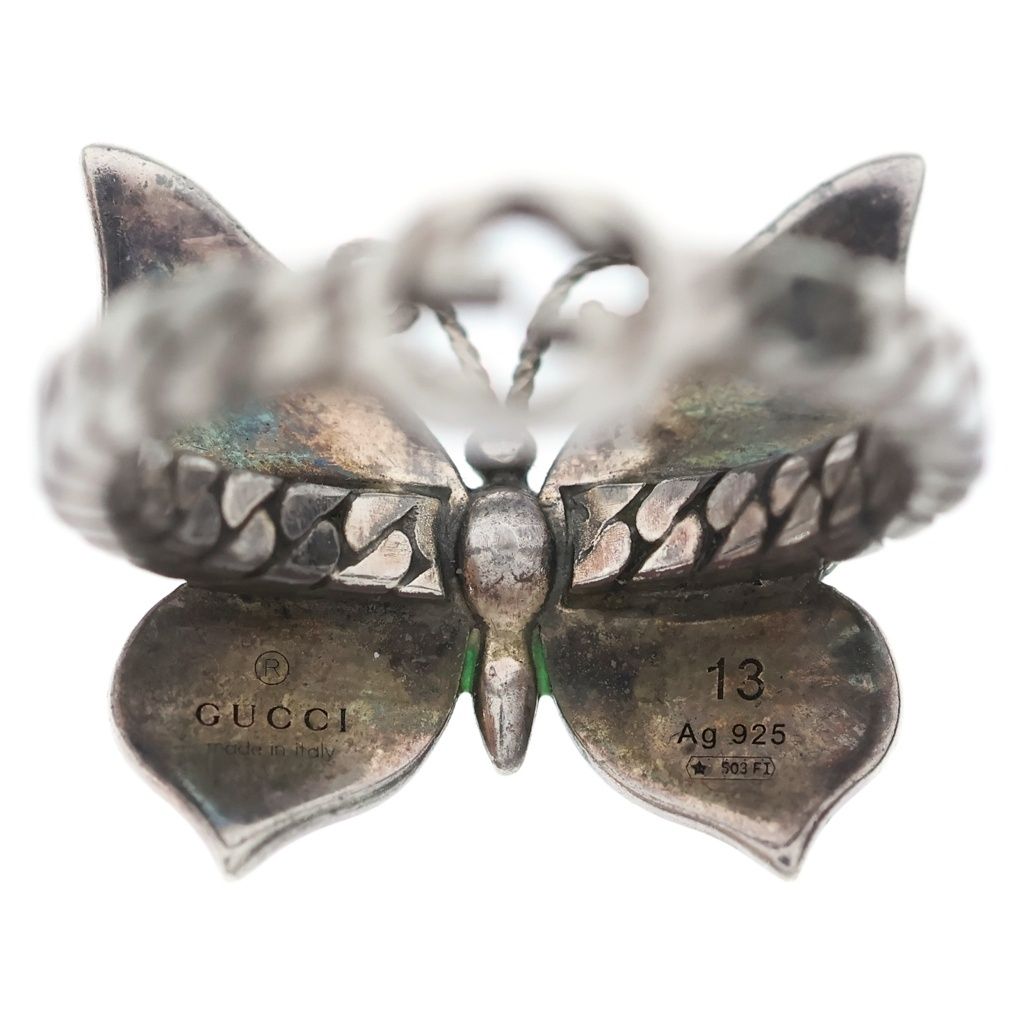 Gucci Butterfly Ring Silver Green — view 5