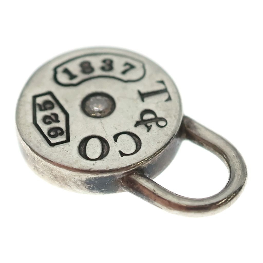 Tiffany & Co Round Lock Cadena Diamond Pendant Silver — view 6